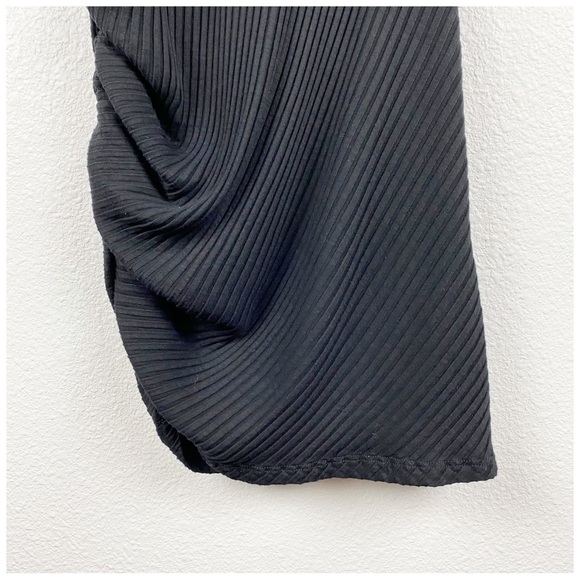 LNA Black‎ Ribbed Asymmetric Ruched Dress Size Small - Picture 5 of 10